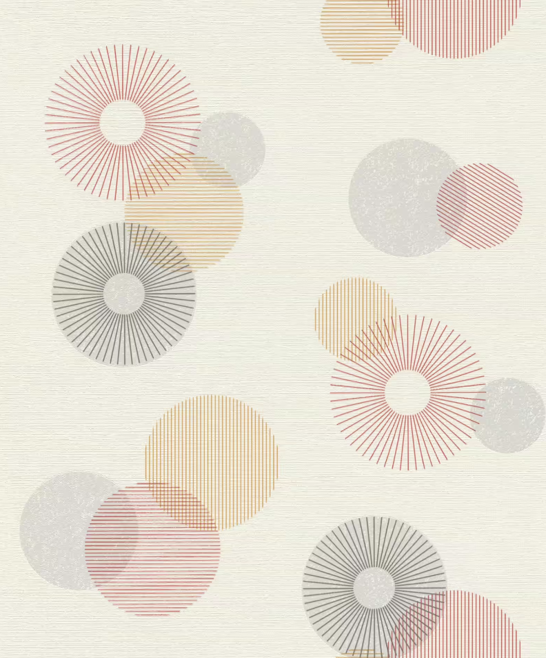 Cercles papier peint intissé blanc-crème RASCH 311518