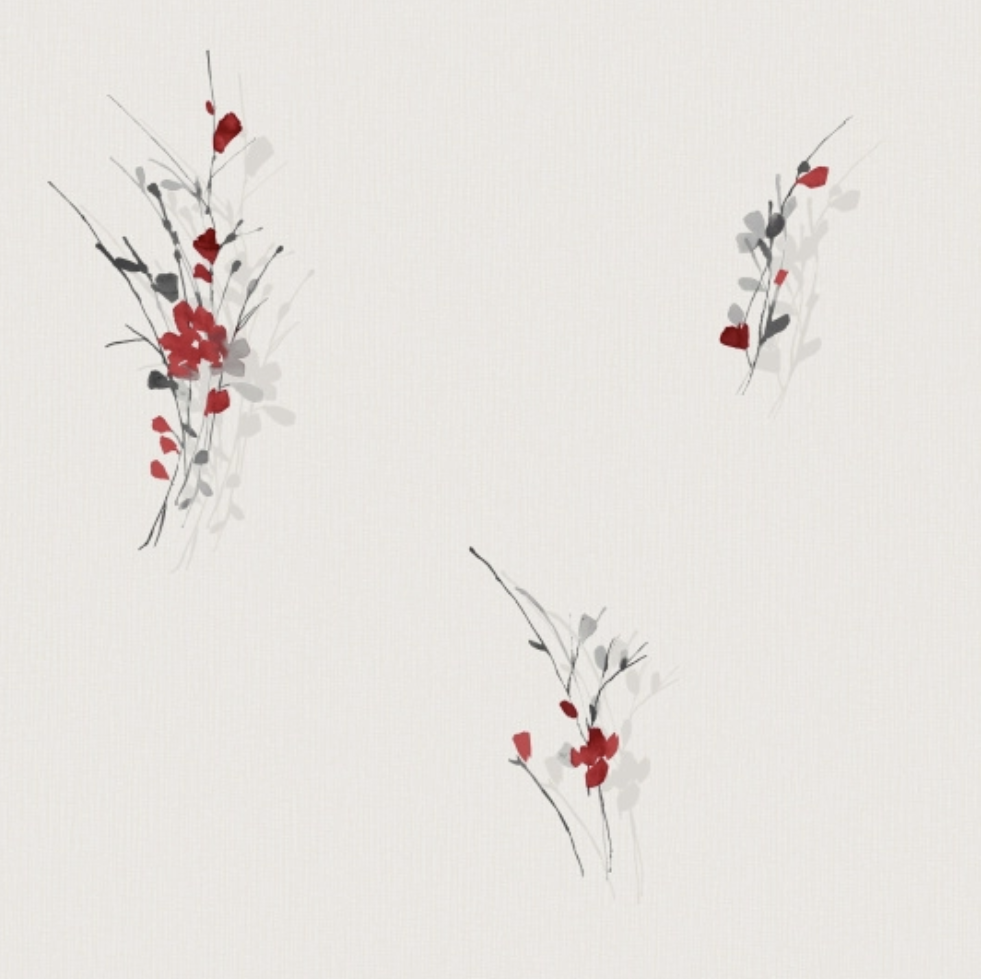 Papier peint vinyle expansé sur intissé - Aquarelle - Fleurs rouges MONTECOLINO 92323