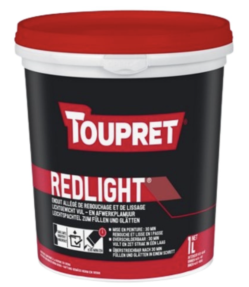 Enduit allégé de rebouchage et lissage en pâte Redlight TOUPRET