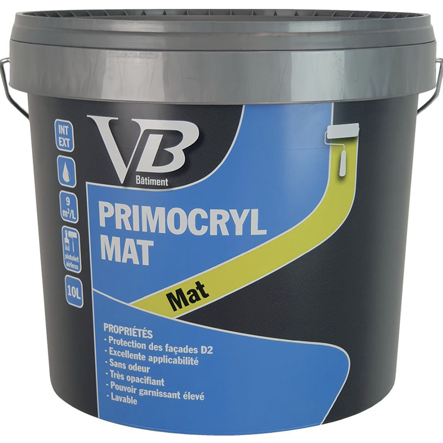 Primocryl mat blanc - Peinture acrylique mate pour murs et plafonds