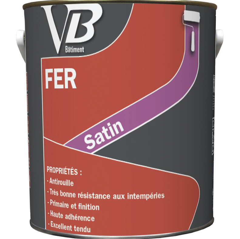 VB Fer Satin Blanc - Peinture glycéro intérieur et extérieur pour surfaces métalliques (fer et métaux ferreux)