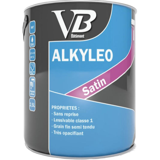 VB Alkyleo satin blanc - Peinture d'apprêt et de finition pour murs, plafonds, boiseries
