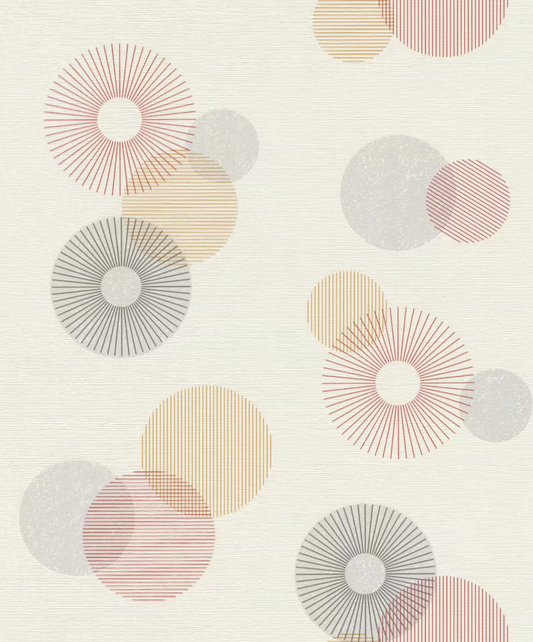 Cercles papier peint intissé blanc-crème RASCH 311518
