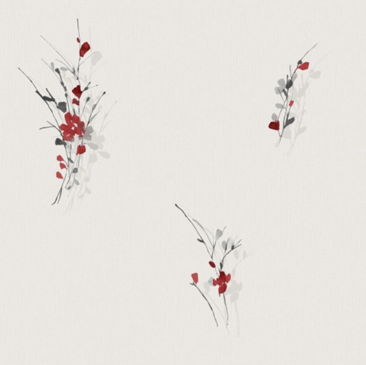 Papier peint vinyle expansé sur intissé - Aquarelle - Fleurs rouges MONTECOLINO 92323