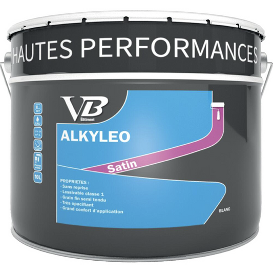 VB Alkyleo satin blanc - Peinture d'apprêt et de finition pour murs, plafonds, boiseries